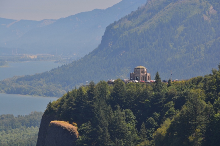 A view of the Columbia River,  Crown Point and the Vista House from the Chanticleer Point, Portland Women's Forum Park